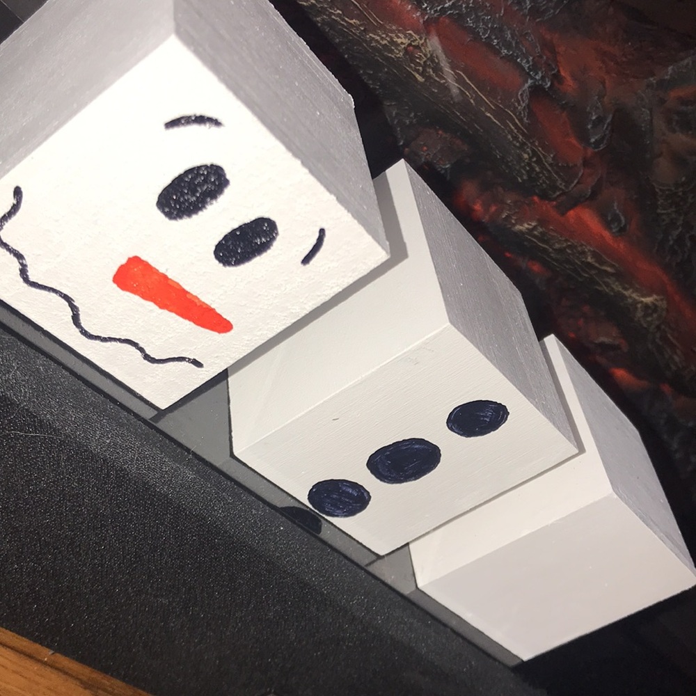 New Handmade Snowman 3 blocks 2 Faces CHRISTMAS - Picture 8 of 8